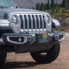 LGBTQ Pride American Flag front license plate on a Jeep