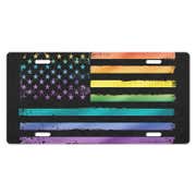 LGBTQ Pride American Flag Front License Plate
