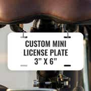 Custom Mini License Plate for Bicycle & Toy Cars 3"x6"