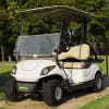 White Golf Cart with a Custom License Plate Saying "Anderson"