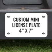 Custom Mini License Plate for Golf Carts 4"x7"