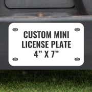 Custom Mini License Plate for Golf Carts 4"x7"