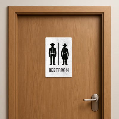 Funny Bathroom Sign Cute Cowboy Restroom - alternate view