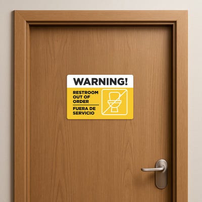 Warning Restroom Out of Order Sign with Spanish - alternate view