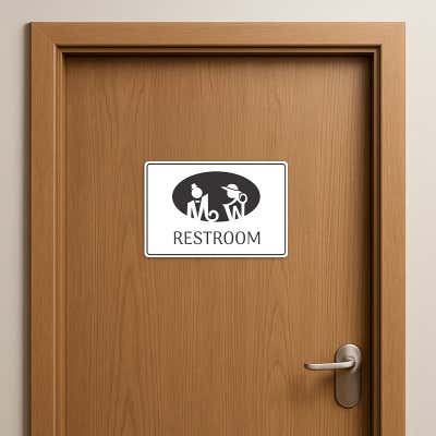 Men and Women Cute Restroom Sign - alternate view