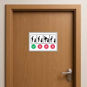 Proper Men’s Bathroom Use Funny Sign on a wooden door