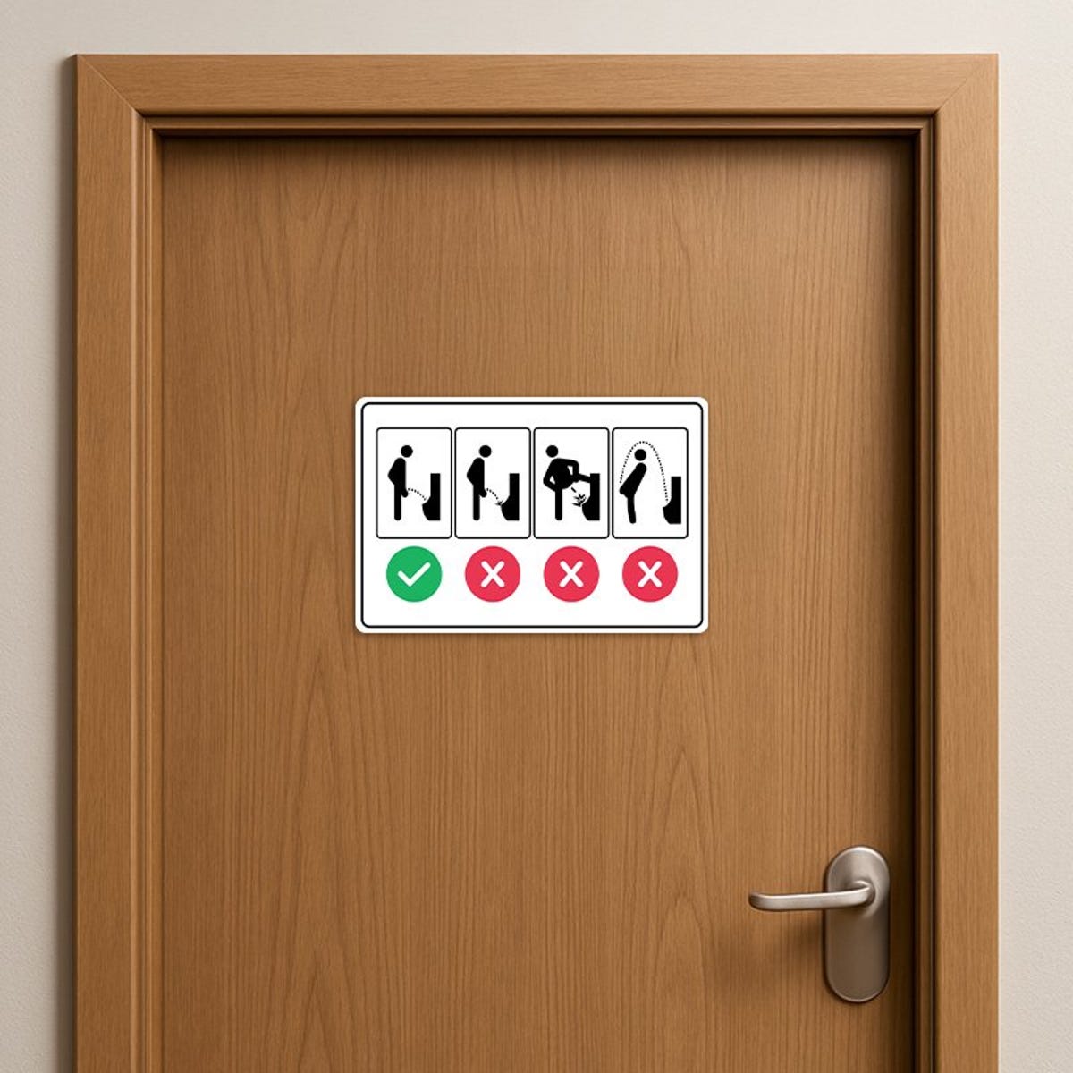 Proper Men’s Bathroom Use Funny Sign on a wooden door