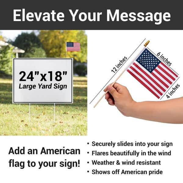 Infographic about an add-on American flag for the yard sign