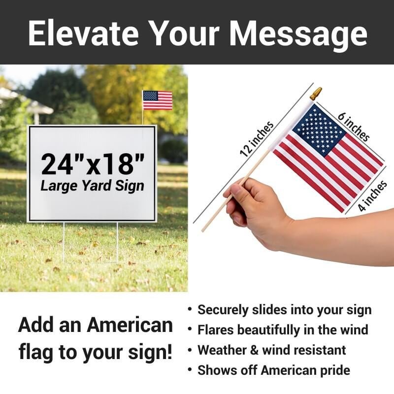Infographic about an add-on American flag for the yard sign