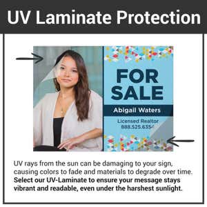 Infographic showing that a UV laminate will keep your sign vibrant