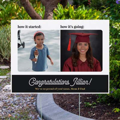 How it Started vs. How it's Going Custom Graduation Yard Sign - alternate view