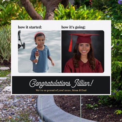 How it Started vs. How it's Going Custom Graduation Yard Sign - alternate view