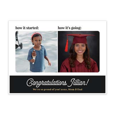 Custom graduation yard sign with a baby photo and graduation photo
