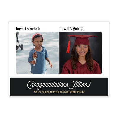 Custom graduation yard sign with a baby photo and graduation photo