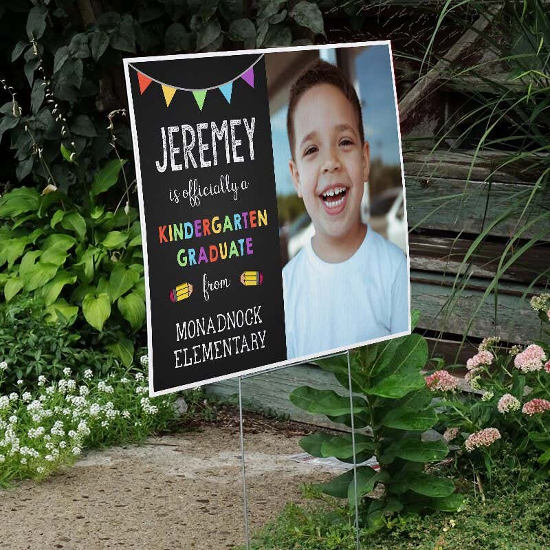 Officially a Kindergarten Graduate Graduation Yard Sign by Stairs