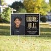 Goodbye middle school graduation yard sign displayed in a yard