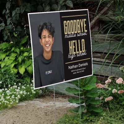 Goodbye Middle School Hello High School Custom Middle School Graduate Yard Sign - alternate view