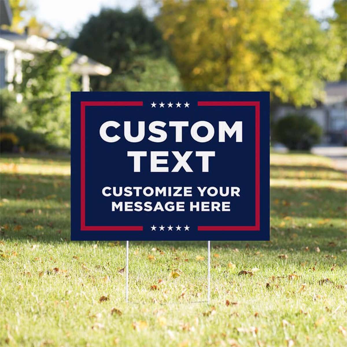 Custom Text Trump Yard Sign in a Sunny Yard