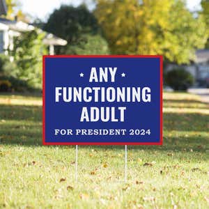 Any Functioning Adult Yard Sign in a Sunny Yard
