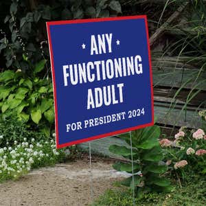 Any Functioning Adult Yard Sign Next to Stairs