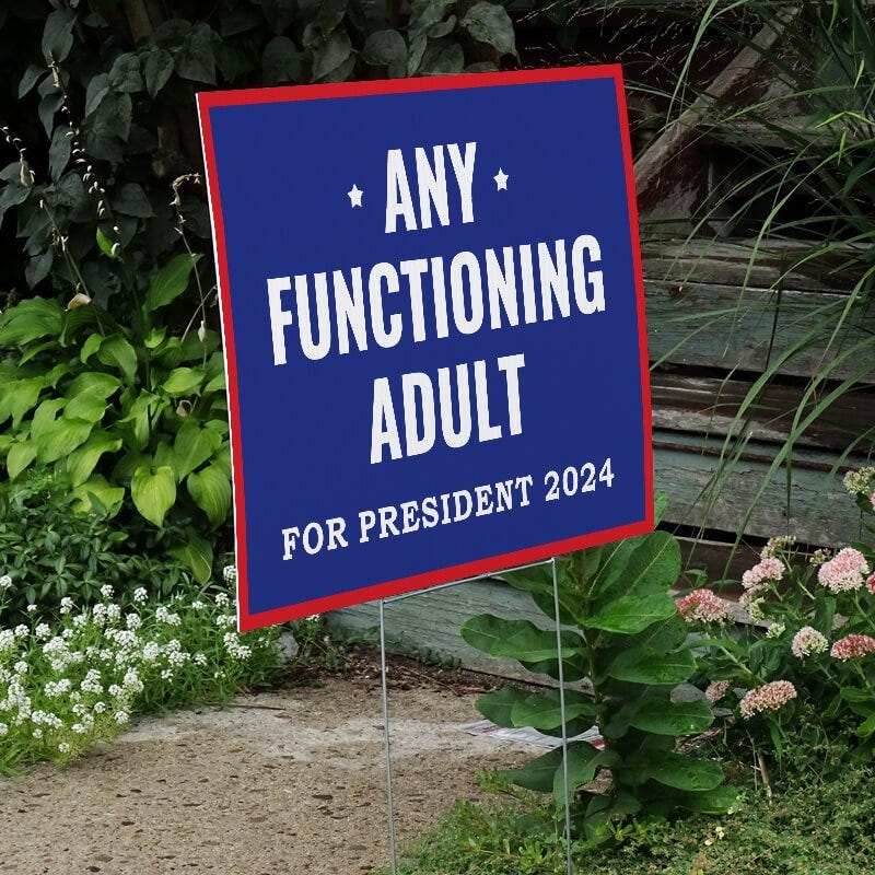 Any Functioning Adult Yard Sign Next to Stairs
