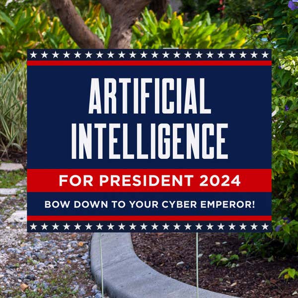 Artificial Intelligence For President Yard Sign Next to Pavement