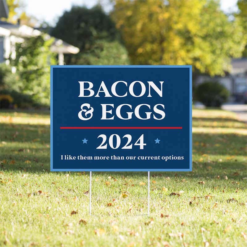 Custom Political Opinion Yard Sign in a Sunny Yard