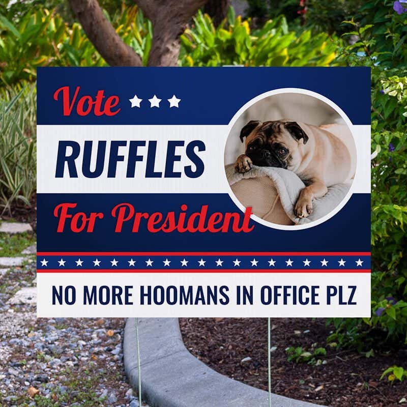 Custom Circle Photo Funny Political Yard Sign Next to Pavement