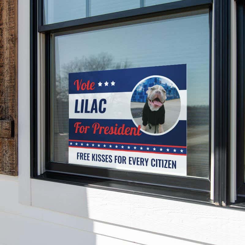 Custom Circle Photo Funny Political Yard Sign in a Window