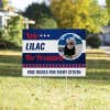 Custom Circle Photo Funny Political Yard Sign in a Sunny Yard