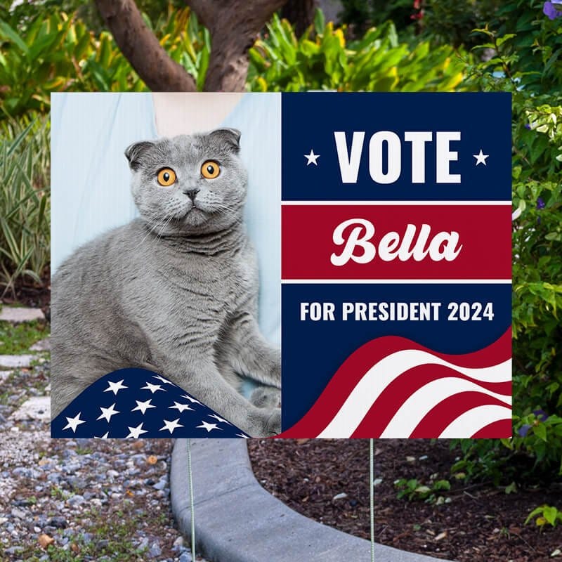 Custom Photo Funny Political Yard Sign Next to Pavement