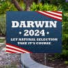 Darwin Funny Political Yard Sign Next to Pavement