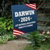 Darwin Funny Political Yard Sign Next to Stairs