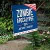 Zombie Apocalypse Funny Political Yard Sign Next to Stairs