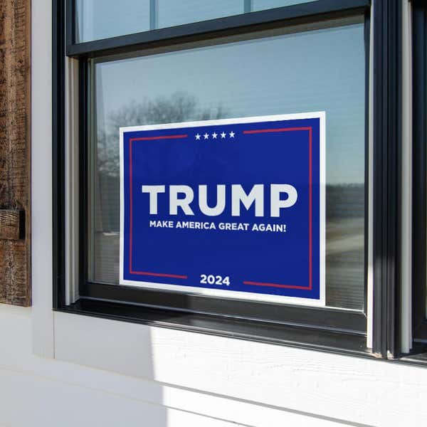 Trump MAGA Yard Sign in a Window