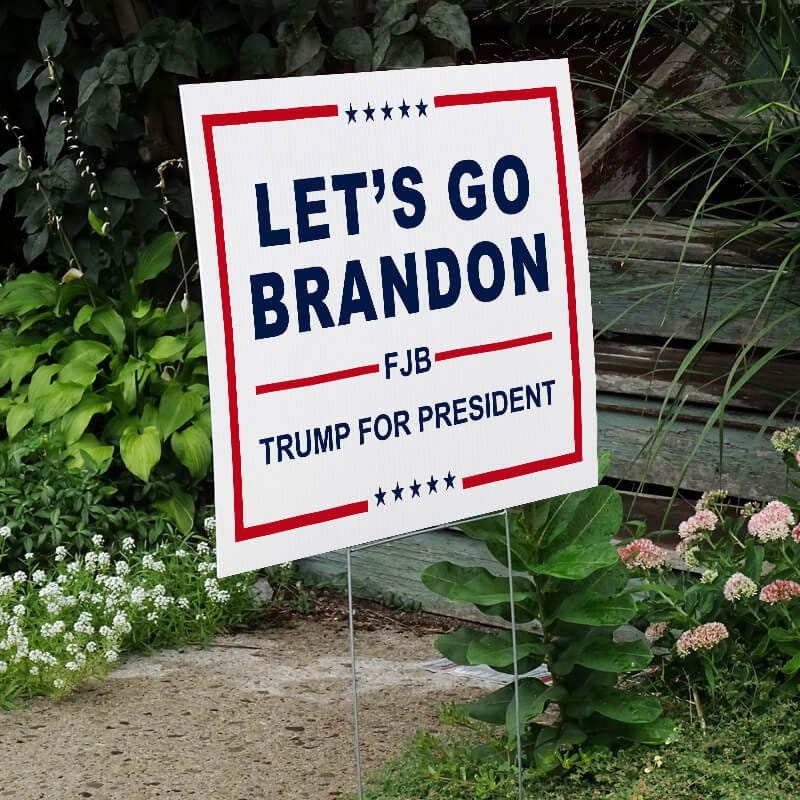 Let's Go Brandon | Trump Yard Sign Next to Stairs