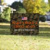 Camo MAGA Trump Yard Sign in a Sunny Yard