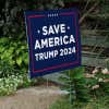 Save America Trump Yard Sign Next to Stairs