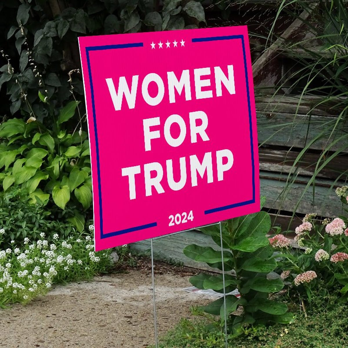 Women For Trump Yard Sign Next to Stairs