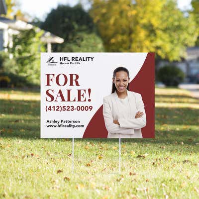 For Sale Real Estate Yard Sign | Modern Red Design - alternate view