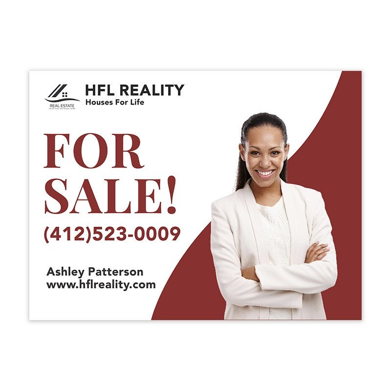 For Sale Real Estate Yard Sign | Modern Red Design