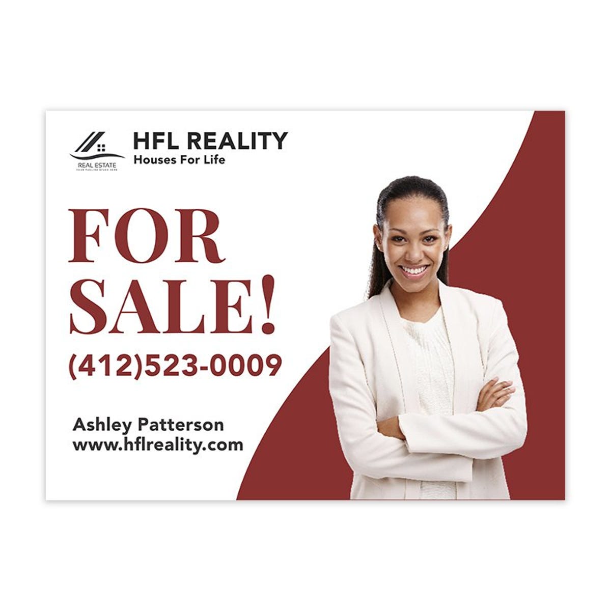 For Sale Real Estate Yard Sign | Modern Red Design