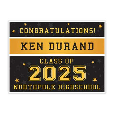 Gold Stars Graduation Yard Sign - alternate view