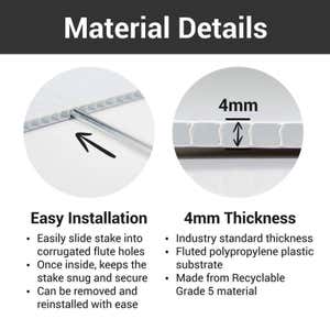The corrugated plastic is thick and easy to install a stake