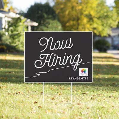 Now Hiring Sign | Script Design and Logo - alternate view