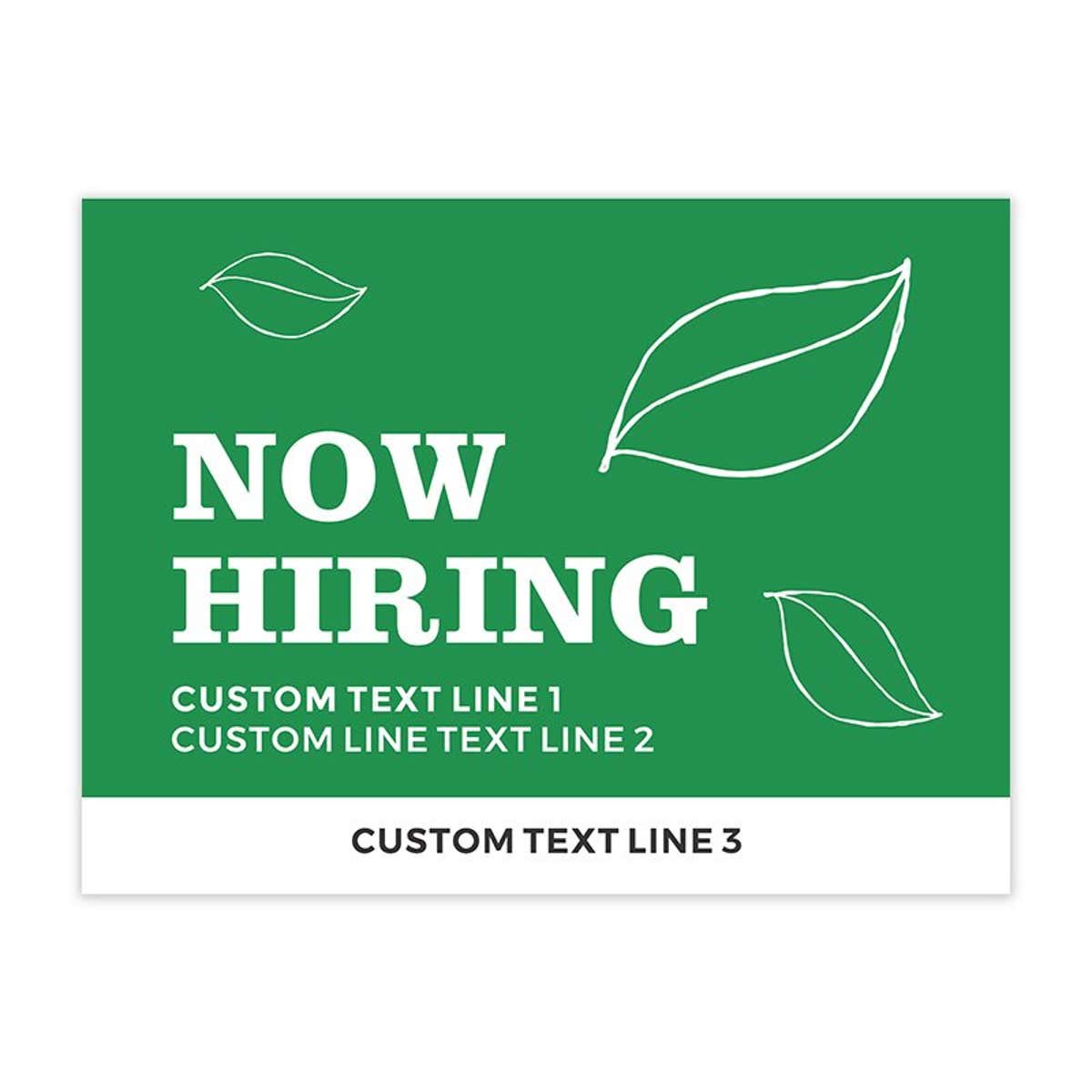 Now Hiring Sign with Custom Text