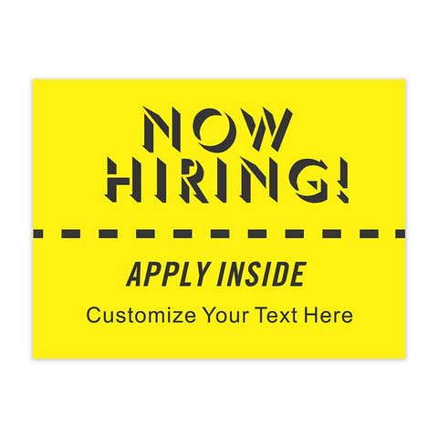 Custom Yellow Now Hiring Yard Sign
