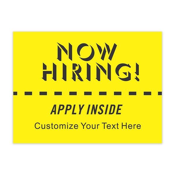 Custom Yellow Now Hiring Yard Sign