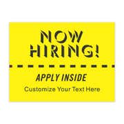 Custom Yellow Now Hiring Yard Sign
