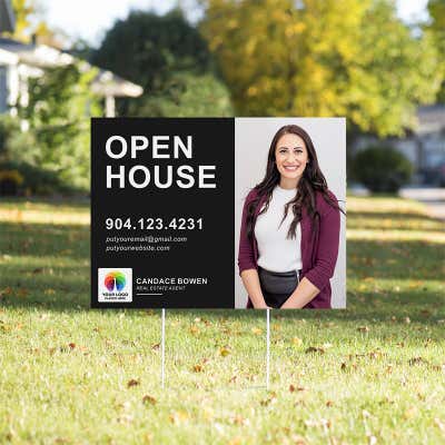 Open House Realtor Yard Sign with Agent Photo - alternate view